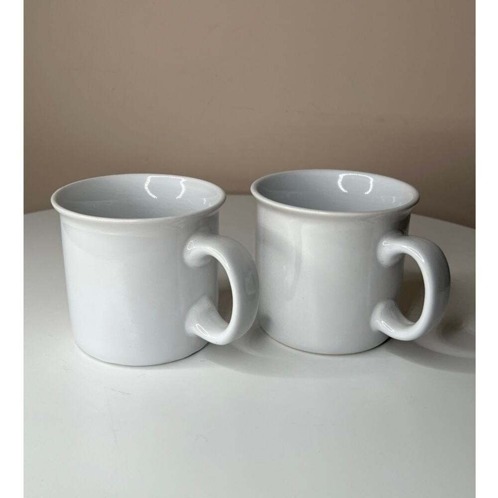 UNMARKED Dansk Cafe(?) Mugs Set of 2  Ceramic Coffee Cups Wide Handle 4" Modern